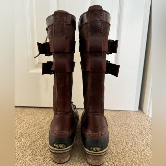 Sorel Conquest Carly II Leather Lace Up Snow/Winter Brown Boots SZ 6 - Picture 4 of 7